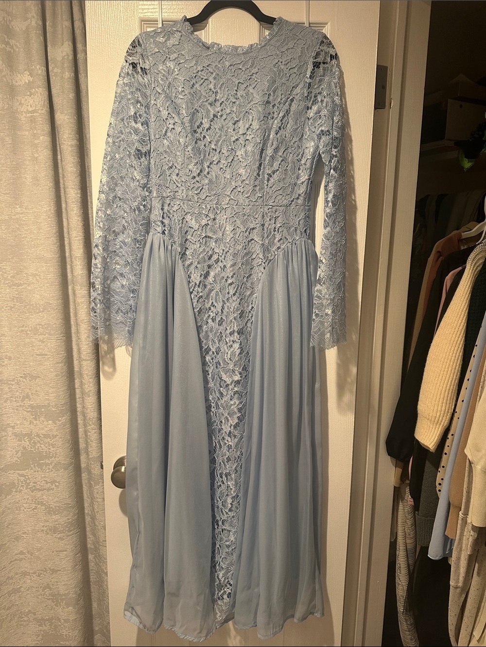 Light Blue Lace A-Line Women's Dress